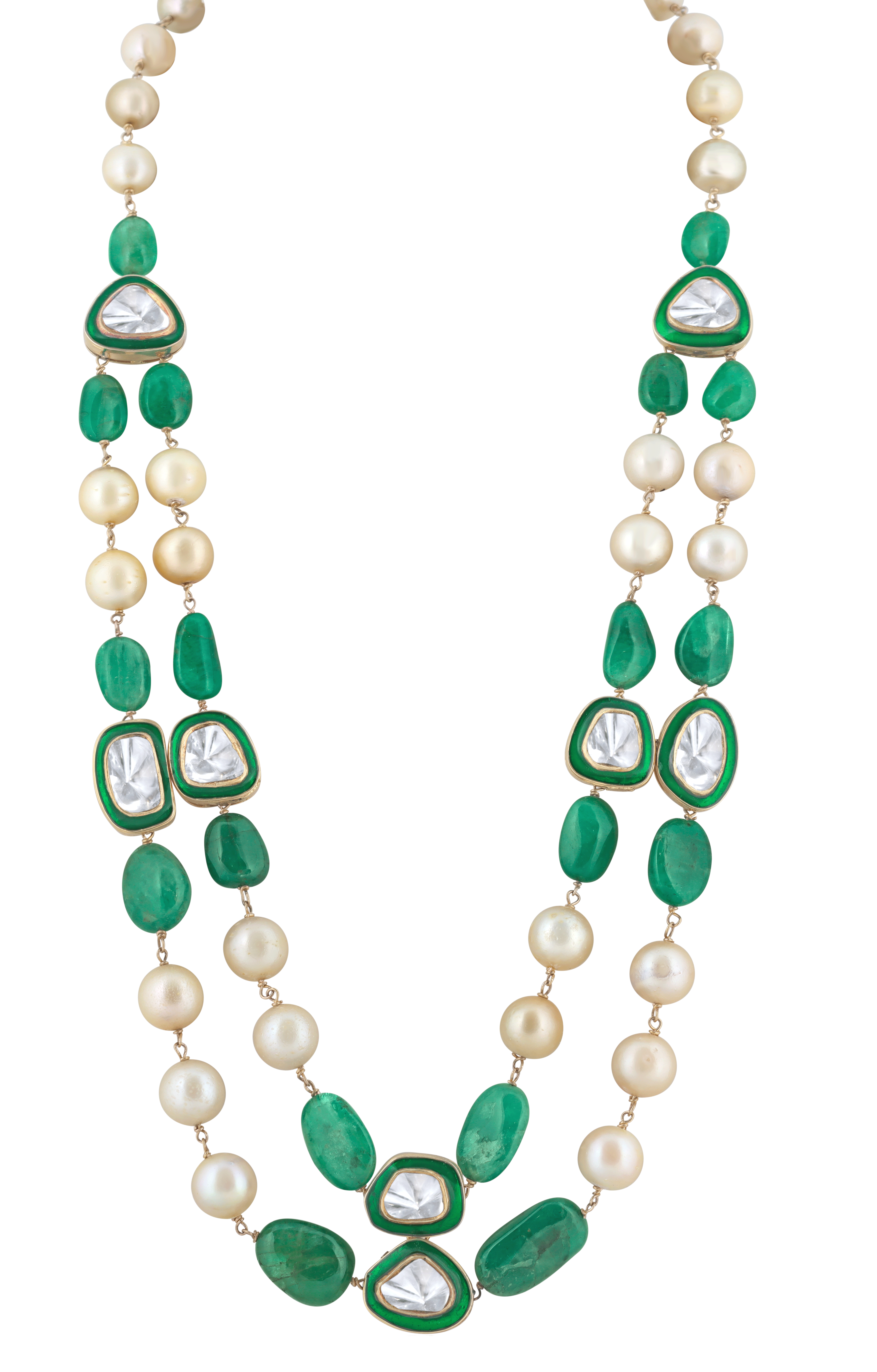 Mohar Emerald Polki Necklace