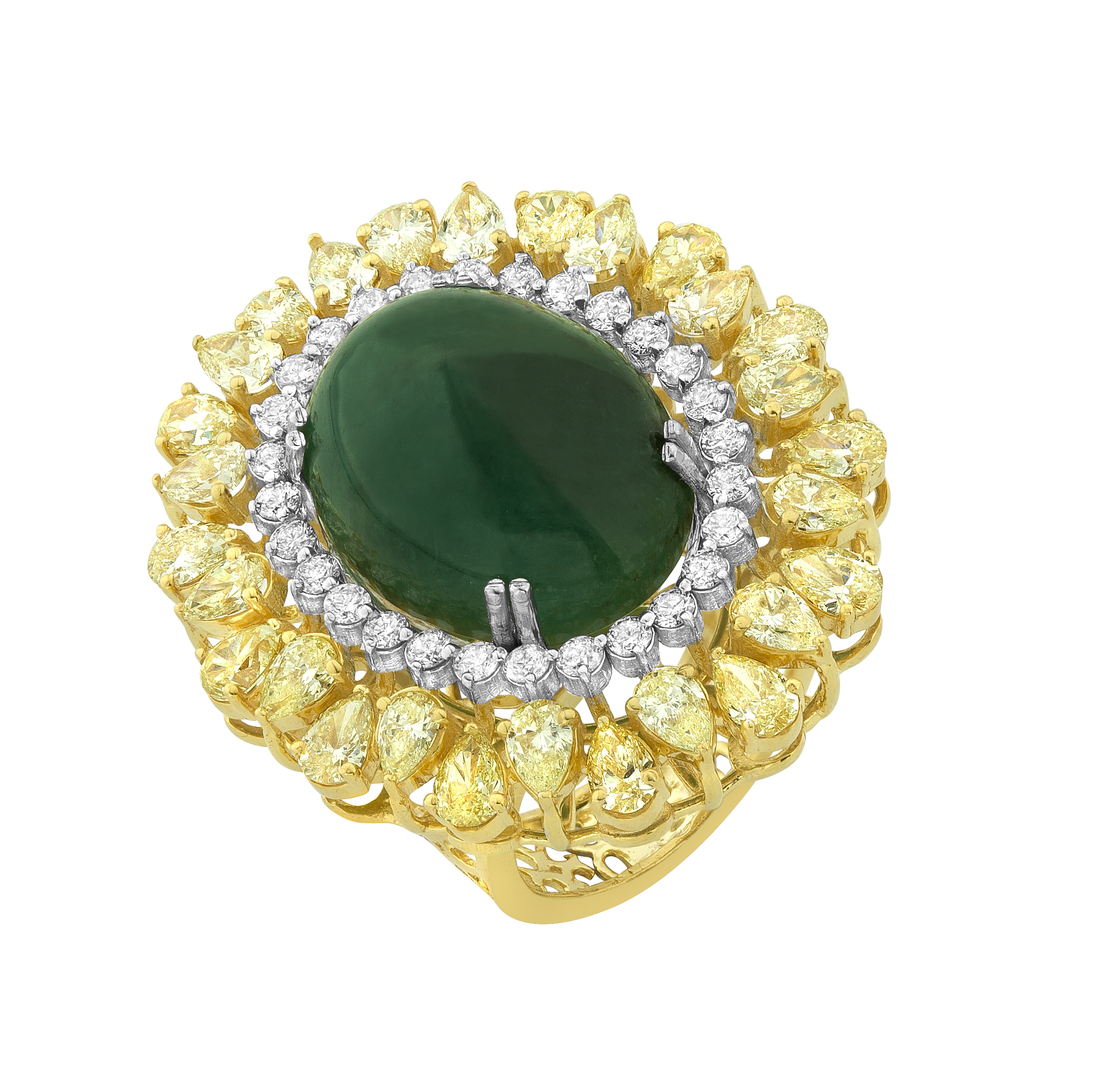 Emerald Yellow Pan And Marquise Rings