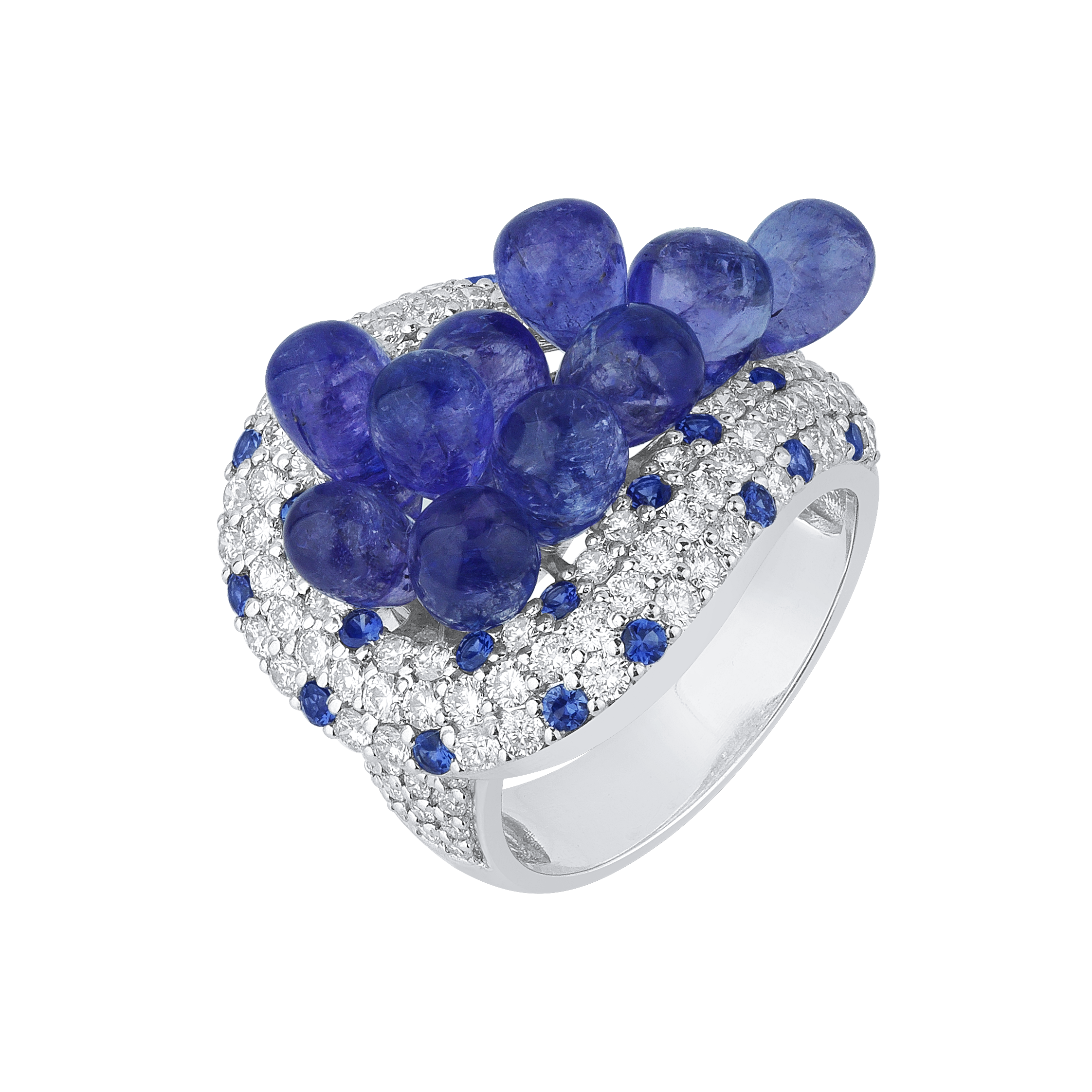 Tanzanite Briolette With Blue Sapphire Rings