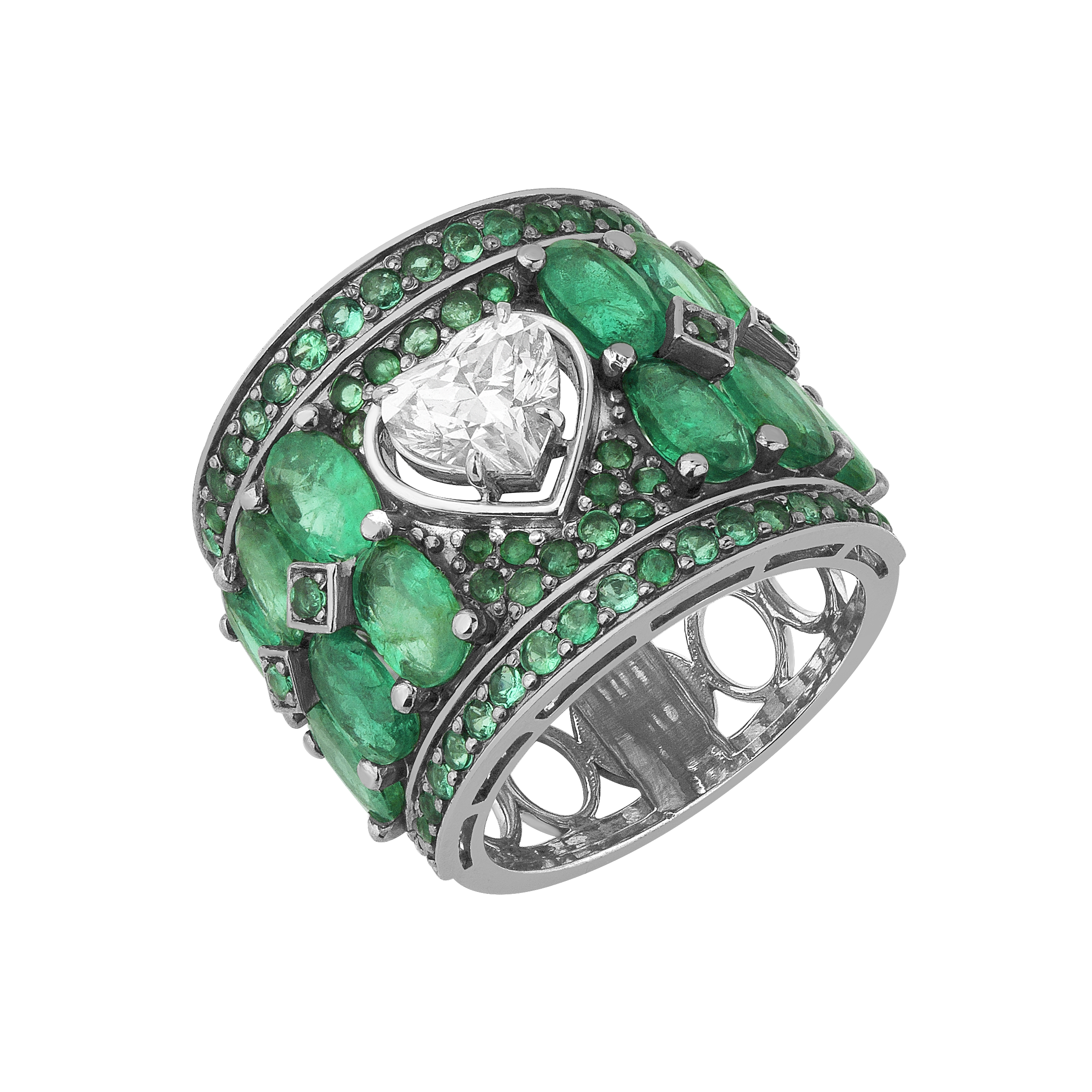 Emerald Heart Shape Oval Diamond Rings