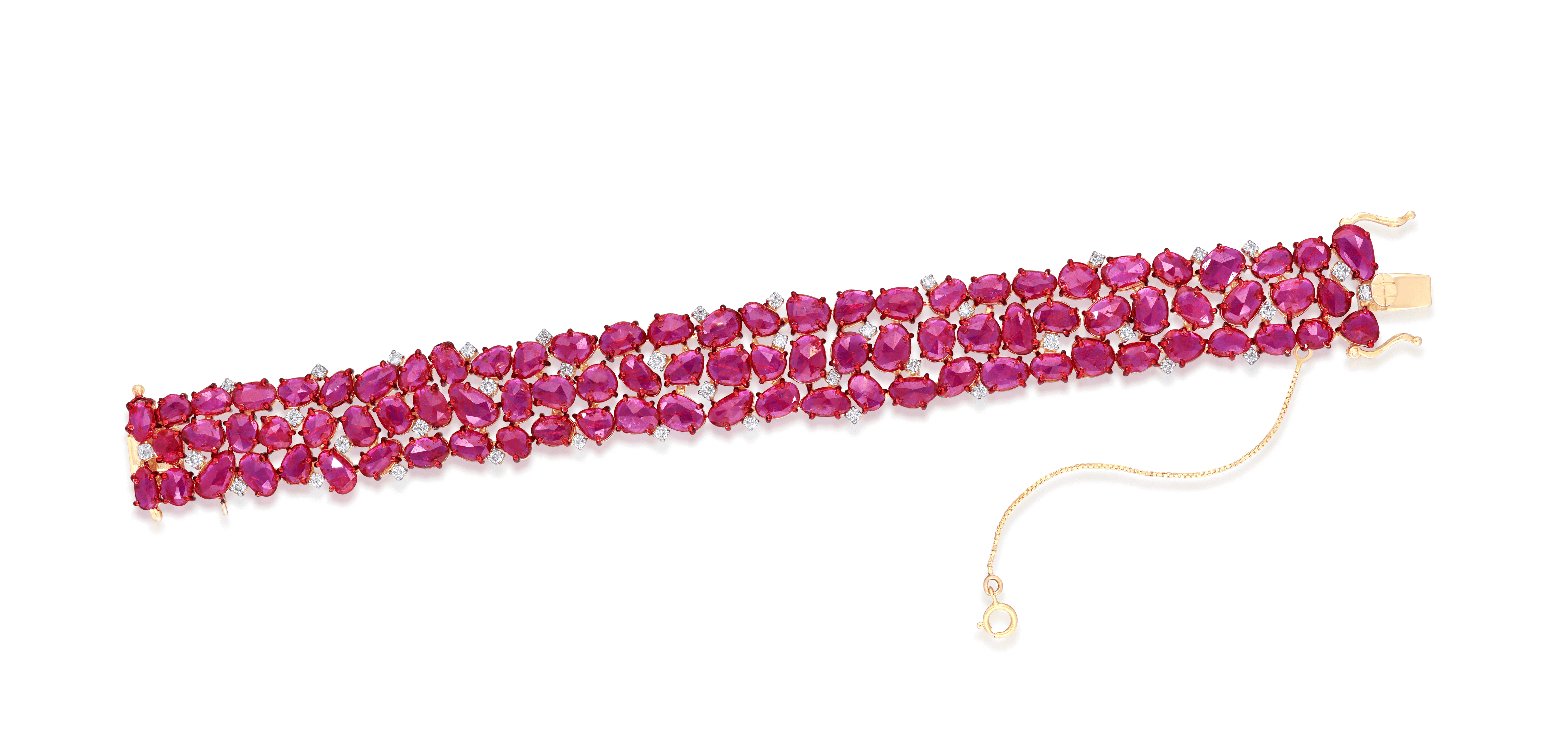 Mohar Mozambique Ruby Flat Bracelet with Diamond Bracelet