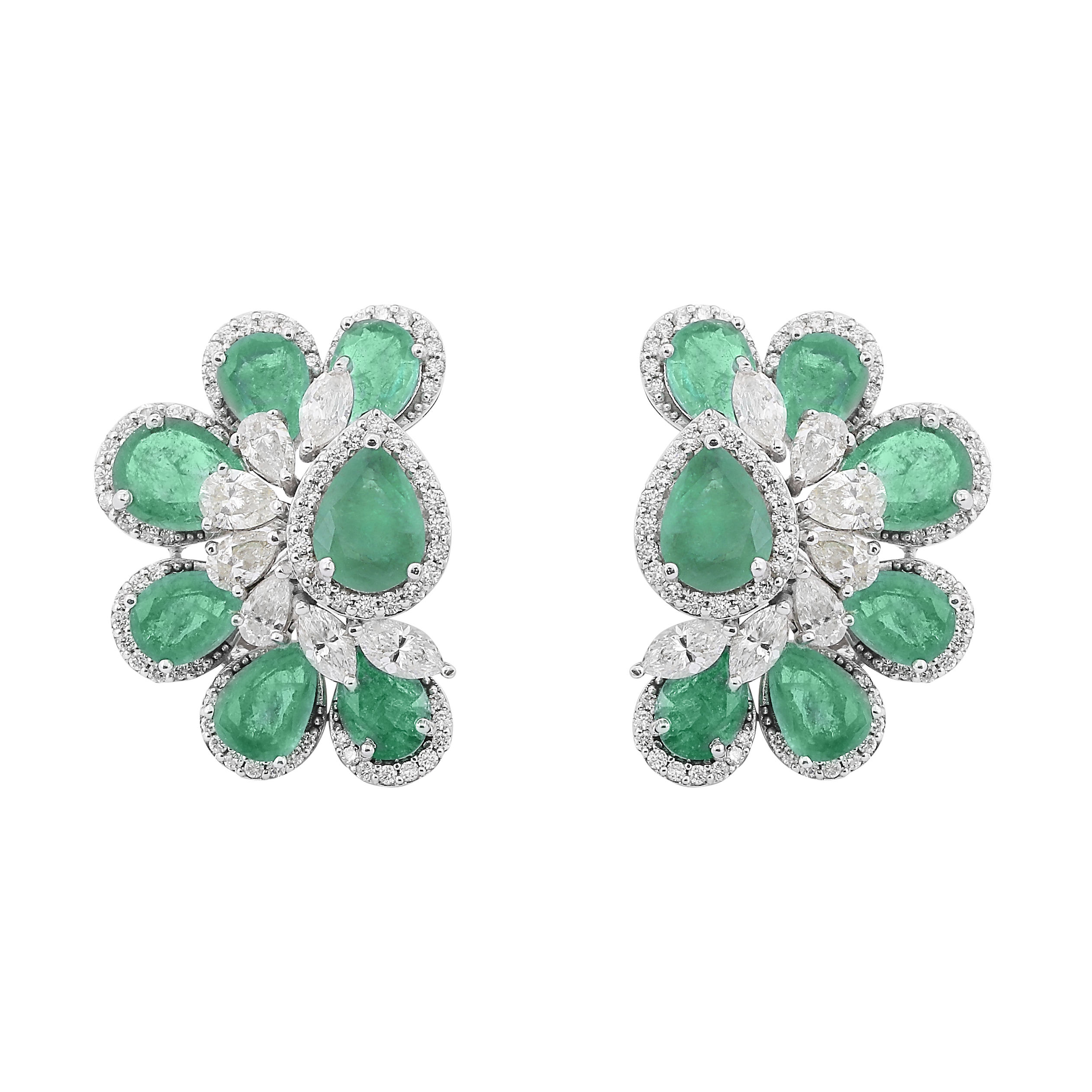 Mohar Floral Emerald & Diamond Studs