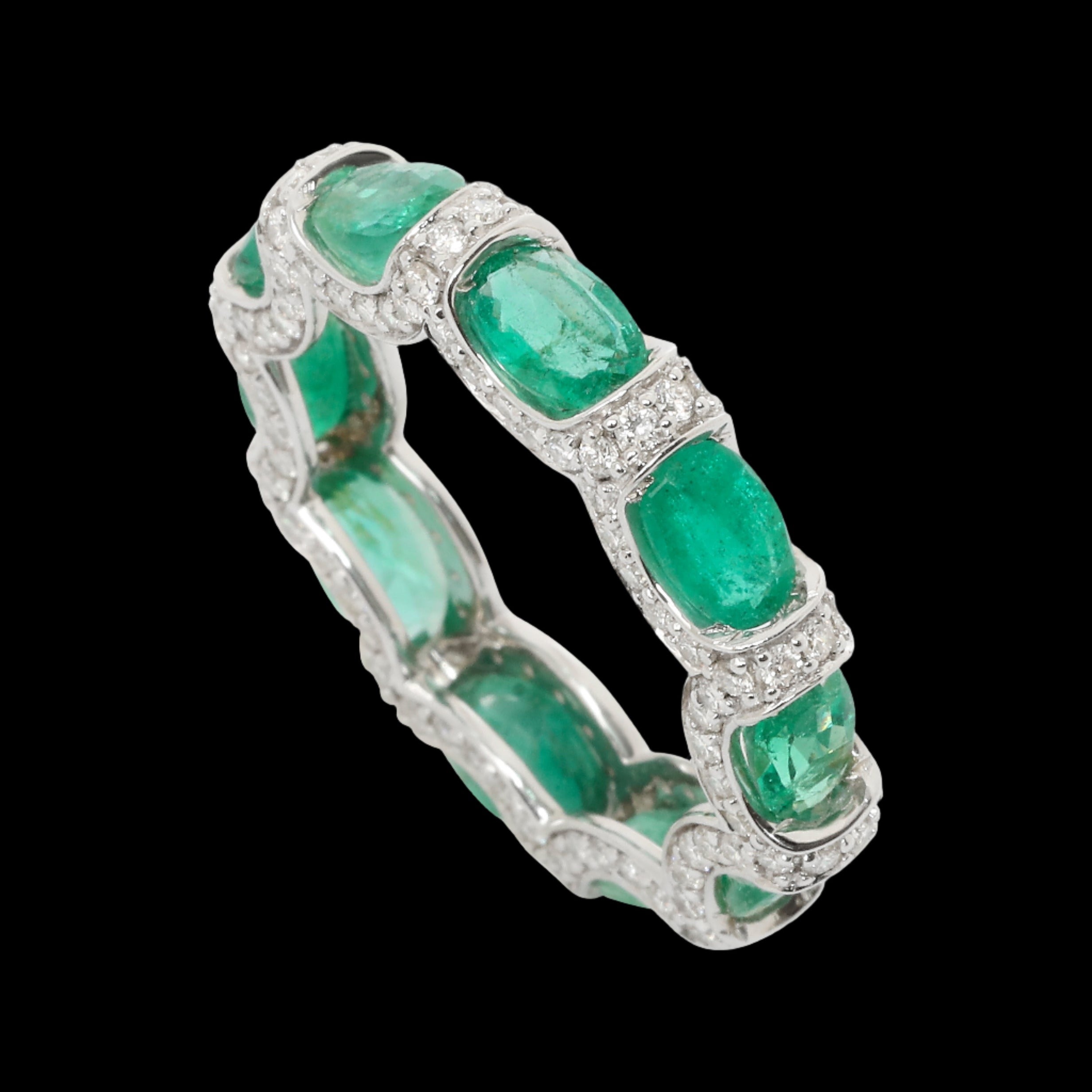 Emerald Sterling Silver Oval Stone Rings