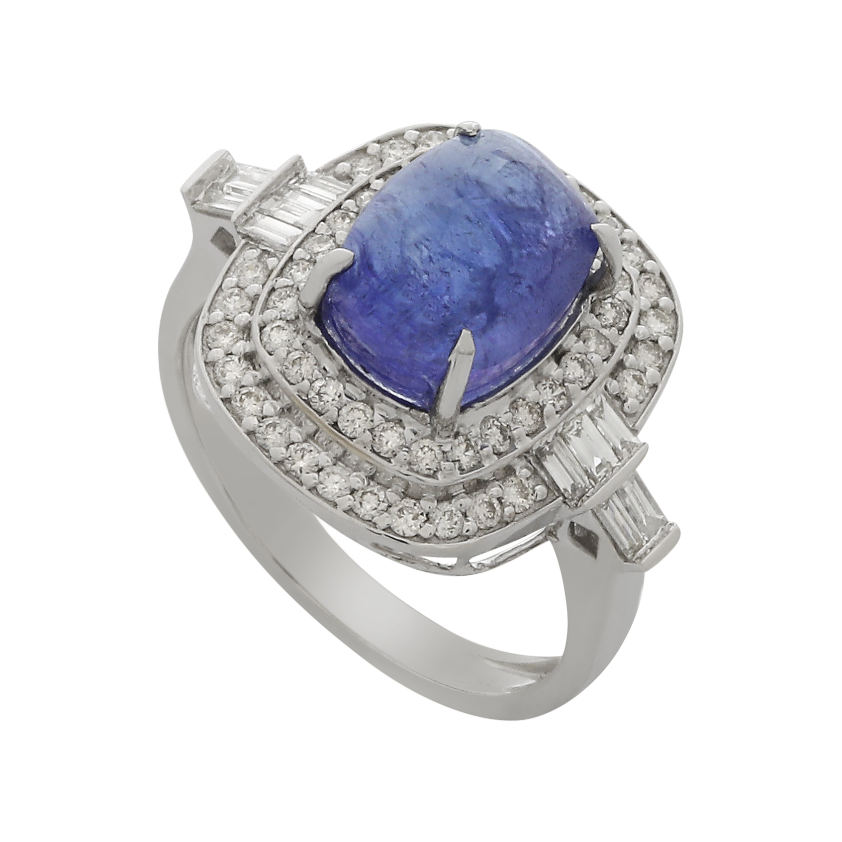 Tanzanite Baguette Diamond Rings