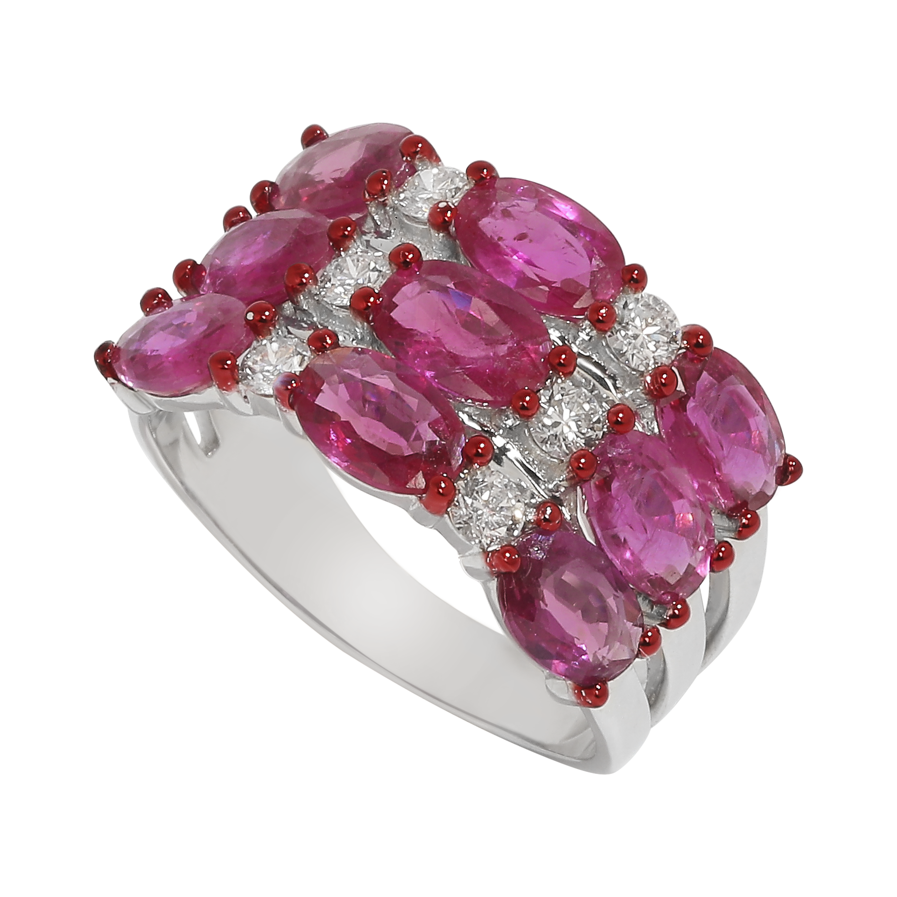 Ruby Oval Stone Diamond Rings