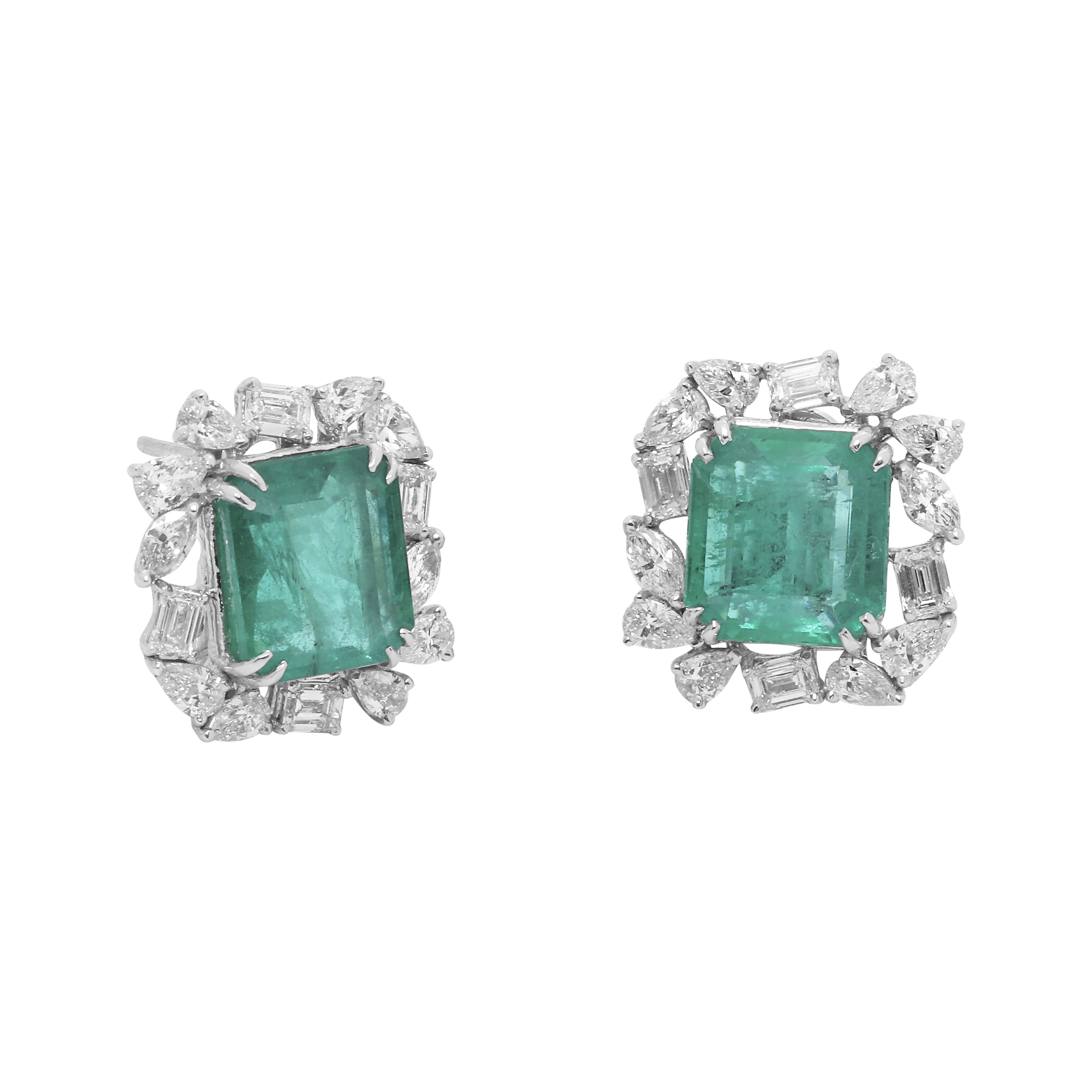 Emerald Oct Studs With Pears Earrings