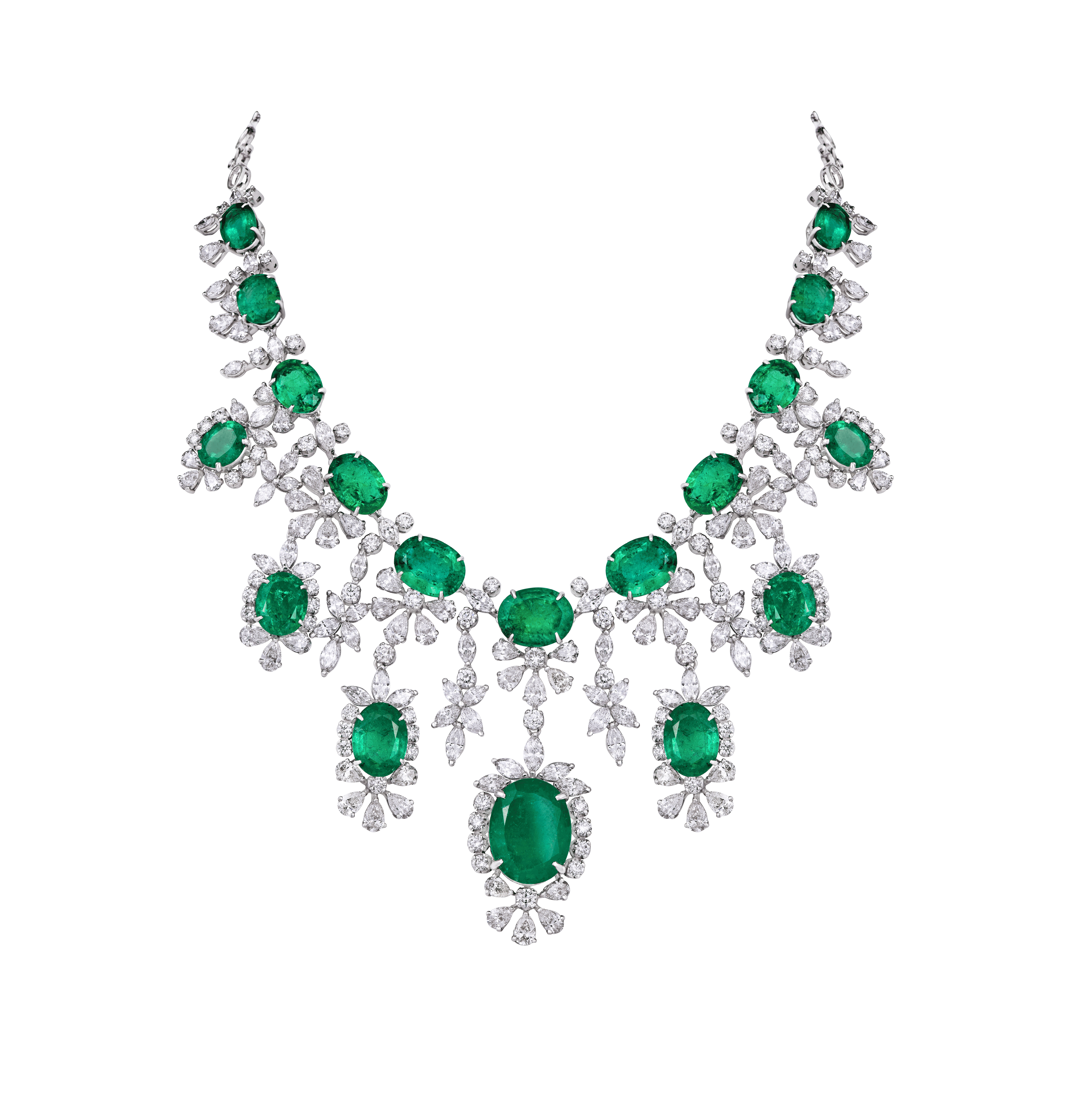 Mohar Emerald & Diamond Blossom Necklace