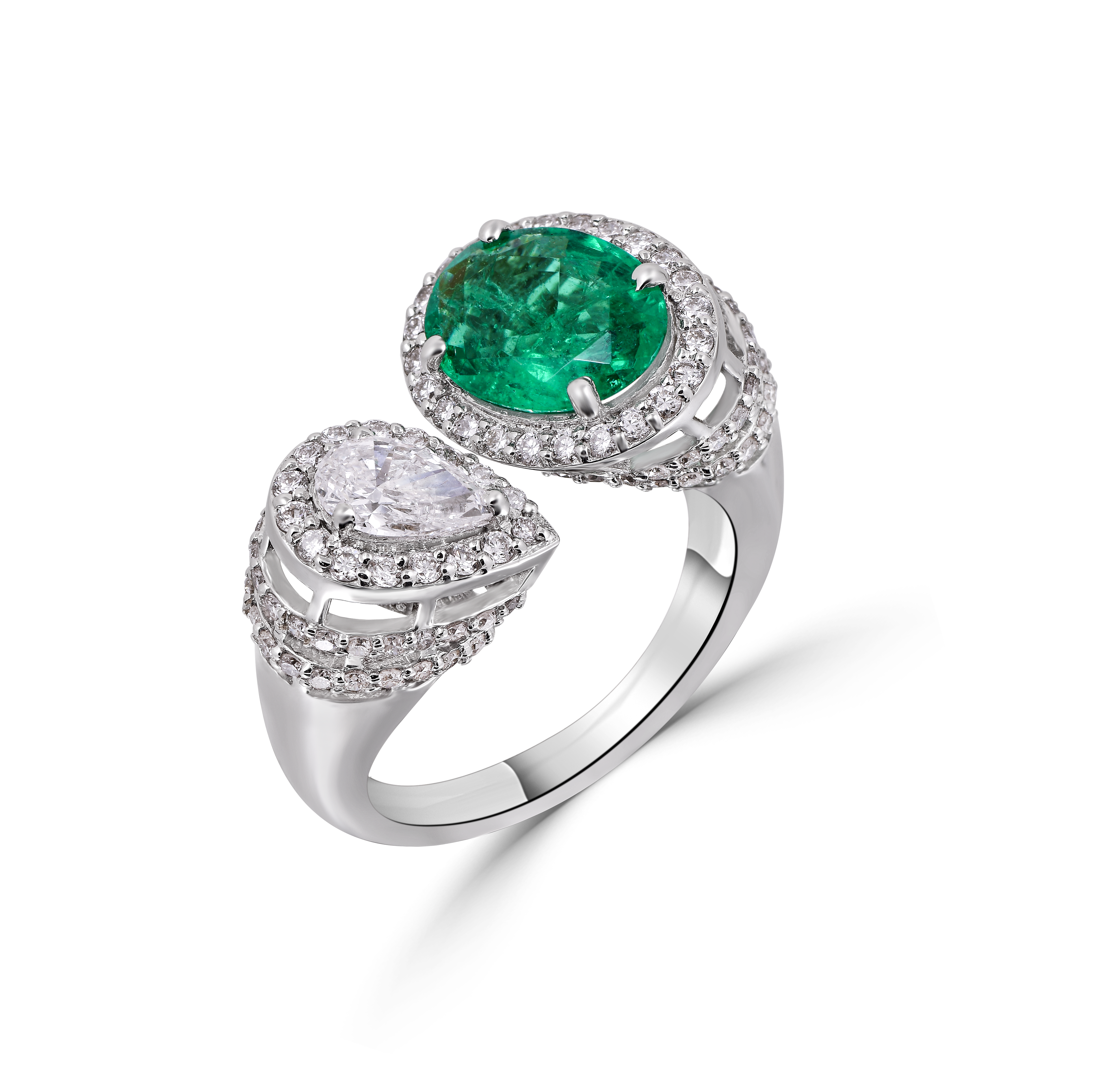 Mohar Emerald Diamond Duet Ring