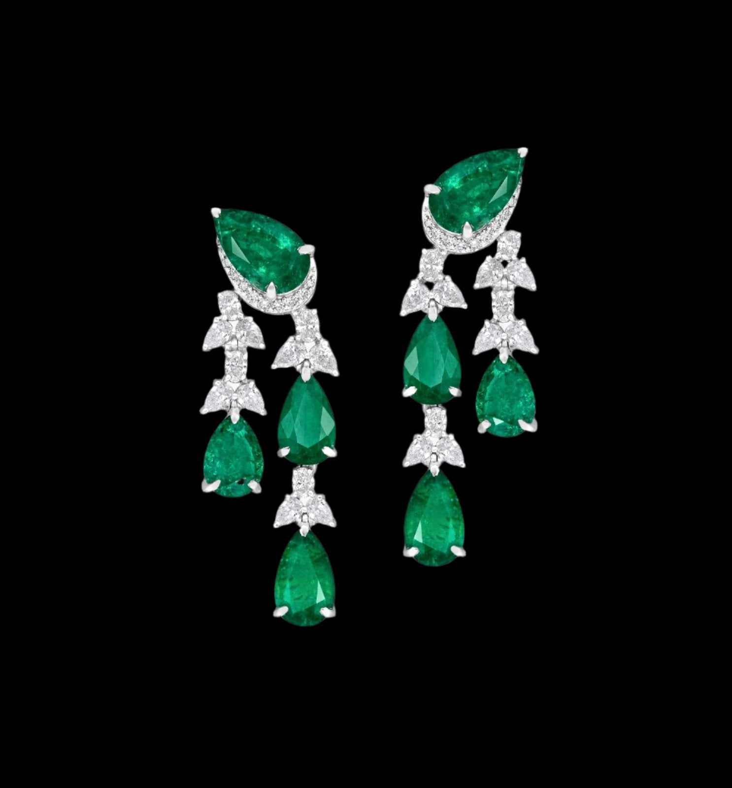 Mohar Emerald and Diamond Waterfall Earrings