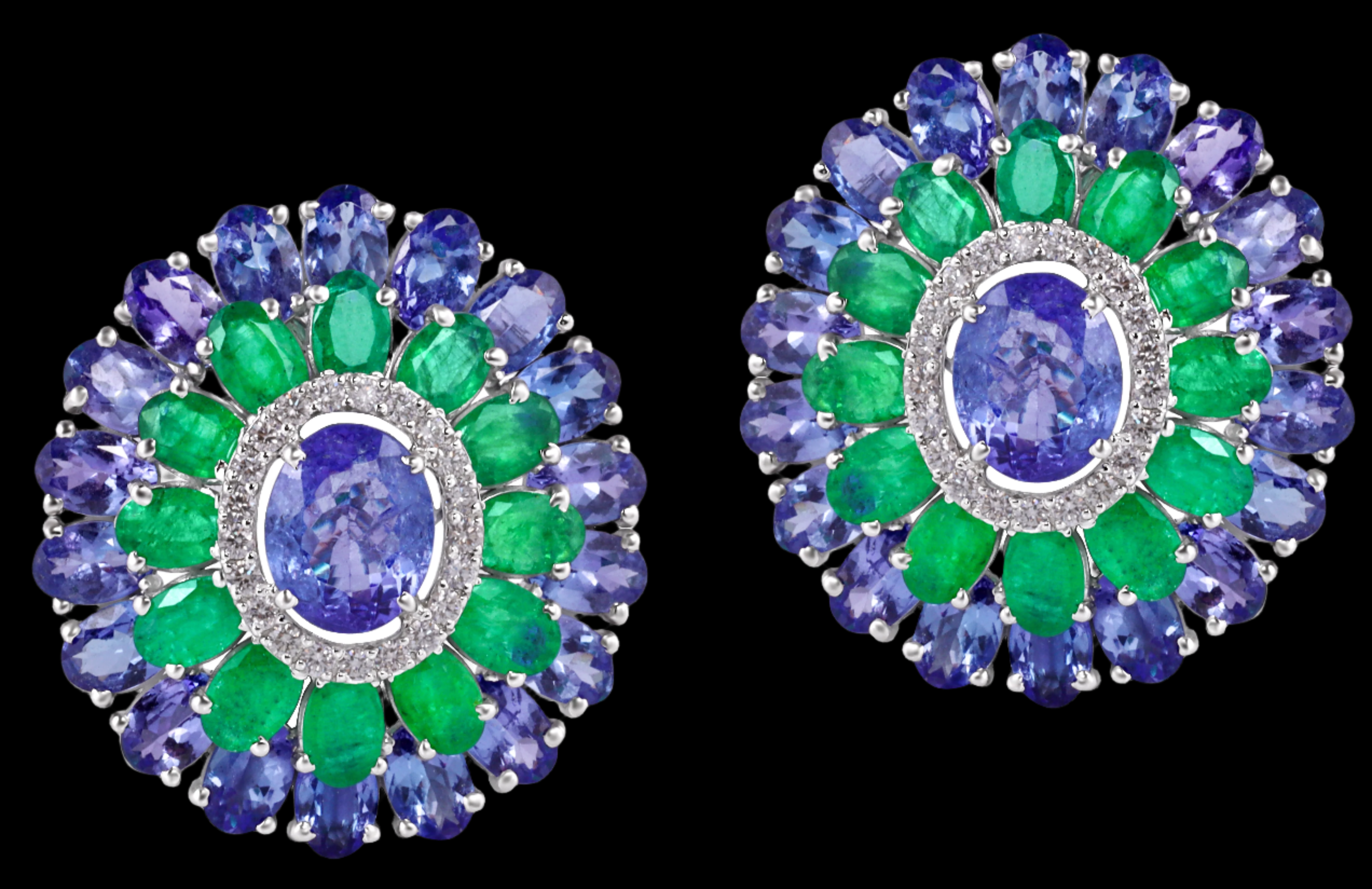 Mohar Emerald & Tanzanite Diamond Studs Earring